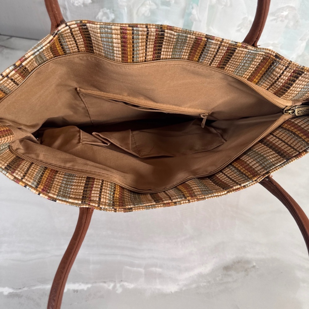 Sun N Sand Woven Striped Tote Bag Zip Close Summer Beach Resort Vacation Cruise - Picture 10 of 12